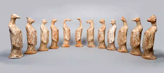 Set of 12 ceramic zodiac figures, from the 8th century.